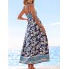 CUPSHE Women’s Maxi Dress Ditsy Floral Smocked Summer Sundress Sleeveless Ruffled Spaghetti Straps Long Beach Formal Dress(Navy Pattern)