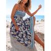 CUPSHE Women’s Maxi Dress Ditsy Floral Smocked Summer Sundress Sleeveless Ruffled Spaghetti Straps Long Beach Formal Dress(Navy Pattern)