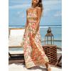 CUPSHE Women’s Maxi Dress Ditsy Floral Smocked Summer Sundress Sleeveless Ruffled Spaghetti Straps Long Beach Formal Dress(Orange Floral)