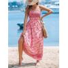 CUPSHE Women’s Maxi Dress Ditsy Floral Smocked Summer Sundress Sleeveless Ruffled Spaghetti Straps Long Beach Formal Dress(Pink Floral)