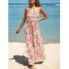 CUPSHE Women’s Maxi Dress Ditsy Floral Smocked Summer Sundress Sleeveless Ruffled Spaghetti Straps Long Beach Formal Dress(Pink Printed)