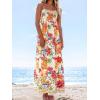 CUPSHE Women’s Maxi Dress Ditsy Floral Smocked Summer Sundress Sleeveless Ruffled Spaghetti Straps Long Beach Formal Dress(Red Floral 02)