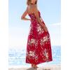 CUPSHE Women’s Maxi Dress Ditsy Floral Smocked Summer Sundress Sleeveless Ruffled Spaghetti Straps Long Beach Formal Dress(Red Floral)