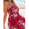 CUPSHE Women’s Maxi Dress Ditsy Floral Smocked Summer Sundress Sleeveless Ruffled Spaghetti Straps Long Beach Formal Dress(Red Floral)