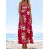 CUPSHE Women’s Maxi Dress Ditsy Floral Smocked Summer Sundress Sleeveless Ruffled Spaghetti Straps Long Beach Formal Dress(Red Floral)