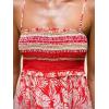 CUPSHE Women’s Maxi Dress Ditsy Floral Smocked Summer Sundress Sleeveless Ruffled Spaghetti Straps Long Beach Formal Dress(Red Tropical)
