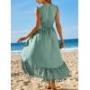 CUPSHE Women’s Maxi Dress V Neck Sleeveless Lace Tassel Smocked Waist Cover Up Beach Formal Long Dress(Mint Green)