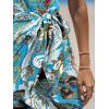 CUPSHE Women’s One Shoulder Leaf Print Self-tie Short Dress Sleeveless Tiered Hem Formal Dress Casual Mini Dress(Sky Blue)