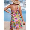 CUPSHE Women’s One Shoulder Leaf Print Self-tie Short Dress Sleeveless Tiered Hem Formal Dress Casual Mini Dress(Yellow Tropical)