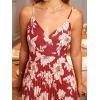 CUPSHE Womens Party Dresses V Neck Floral Sleeveless Pleated Cocktail Backless Casual Outfit Flowy Midi Dress(Red Floral)