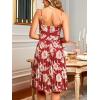 CUPSHE Womens Party Dresses V Neck Floral Sleeveless Pleated Cocktail Backless Casual Outfit Flowy Midi Dress(Red Floral)