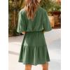 CUPSHE Women’s Short Sleeve Mini Dress V Neck Button Flowy A Line Dress Cotton Summer Beach Business Casual Dress(Green)
