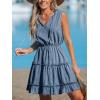CUPSHE Women’s Split V Neck Ruffled Sleeveless Denim Skirt Summer Mini Dress(Midnight Blue)