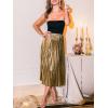 CUPSHE Women’s Strapless Tube Top Dress Pleated A Line Flowy Midi Dress Wedding Party Cocktail Long Dresses(Black Golden)