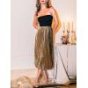CUPSHE Women’s Strapless Tube Top Dress Pleated A Line Flowy Midi Dress Wedding Party Cocktail Long Dresses(Black Golden)