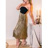 CUPSHE Women’s Strapless Tube Top Dress Pleated A Line Flowy Midi Dress Wedding Party Cocktail Long Dresses(Black Golden)
