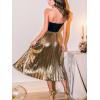 CUPSHE Women’s Strapless Tube Top Dress Pleated A Line Flowy Midi Dress Wedding Party Cocktail Long Dresses(Black Golden)