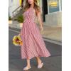 CUPSHE Women’s Striped Smocked Maxi Dress Spaghetti Strap Flowy Sundress Beach Vacation Summer Long Dresses(Red White)