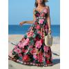 CUPSHE Women’s Summer Dresses Casual Spring V Neck Sleeveless Floral Beach Vacation Long Spaghetti Strap Flowy Maxi Dress(Black Floral)