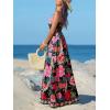 CUPSHE Women’s Summer Dresses Casual Spring V Neck Sleeveless Floral Beach Vacation Long Spaghetti Strap Flowy Maxi Dress(Black Floral)