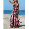 CUPSHE Women’s Summer Dresses Casual Spring V Neck Sleeveless Floral Beach Vacation Long Spaghetti Strap Flowy Maxi Dress(Black Floral)
