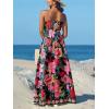 CUPSHE Women’s Summer Dresses Casual Spring V Neck Sleeveless Floral Beach Vacation Long Spaghetti Strap Flowy Maxi Dress(Black Floral)