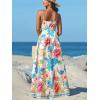 CUPSHE Women’s Summer Dresses Casual Spring V Neck Sleeveless Floral Beach Vacation Long Spaghetti Strap Flowy Maxi Dress(Blue Floral)