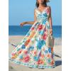 CUPSHE Women’s Summer Dresses Casual Spring V Neck Sleeveless Floral Beach Vacation Long Spaghetti Strap Flowy Maxi Dress(Blue Floral)