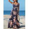 CUPSHE Women’s Summer Dresses Casual Spring V Neck Sleeveless Floral Beach Vacation Long Spaghetti Strap Flowy Maxi Dress(Navy Floral)
