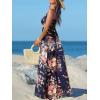 CUPSHE Women’s Summer Dresses Casual Spring V Neck Sleeveless Floral Beach Vacation Long Spaghetti Strap Flowy Maxi Dress(Navy Floral)