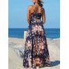 CUPSHE Women’s Summer Dresses Casual Spring V Neck Sleeveless Floral Beach Vacation Long Spaghetti Strap Flowy Maxi Dress(Navy Floral)