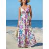 CUPSHE Women’s Summer Dresses Casual Spring V Neck Sleeveless Floral Beach Vacation Long Spaghetti Strap Flowy Maxi Dress(Purple Floral)
