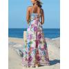 CUPSHE Women’s Summer Dresses Casual Spring V Neck Sleeveless Floral Beach Vacation Long Spaghetti Strap Flowy Maxi Dress(Purple Floral)