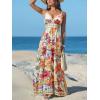 CUPSHE Women’s Summer Dresses Casual Spring V Neck Sleeveless Floral Beach Vacation Long Spaghetti Strap Flowy Maxi Dress(Red Floral)