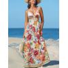 CUPSHE Women’s Summer Dresses Casual Spring V Neck Sleeveless Floral Beach Vacation Long Spaghetti Strap Flowy Maxi Dress(Red Floral)