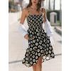 CUPSHE Women’s Summer Dresses Floral Sleeveless Square Neck Spaghetti Straps Cute Midi Dress(Black)