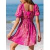 CUPSHE Women’s Summer Dresses Paisley Square Neck Puff Short Sleeve Beach Mini Dress(Pink)