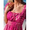 CUPSHE Women’s Summer Dresses Paisley Square Neck Puff Short Sleeve Beach Mini Dress(Pink)