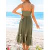 CUPSHE Women’s Summer Dresses Ruffled Sleeveless Spaghetti Straps Beach Midi Chiffon Bridesmaid Wedding Guest Dress(Olive Green)