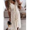 CUPSHE Women’s Summer Dresses Sleeveless Lace Casual Tassel Beach Spaghetti Straps Flowy Maxi Sun Dress(Beige)