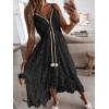 CUPSHE Women’s Summer Dresses Sleeveless Lace Casual Tassel Beach Spaghetti Straps Flowy Maxi Sun Dress(Black)