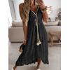 CUPSHE Women’s Summer Dresses Sleeveless Lace Casual Tassel Beach Spaghetti Straps Flowy Maxi Sun Dress(Black)