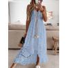 CUPSHE Women’s Summer Dresses Sleeveless Lace Casual Tassel Beach Spaghetti Straps Flowy Maxi Sun Dress(Blue)
