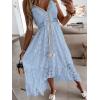 CUPSHE Women’s Summer Dresses Sleeveless Lace Casual Tassel Beach Spaghetti Straps Flowy Maxi Sun Dress(Blue)