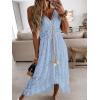 CUPSHE Women’s Summer Dresses Sleeveless Lace Casual Tassel Beach Spaghetti Straps Flowy Maxi Sun Dress(Blue)