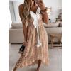 CUPSHE Women’s Summer Dresses Sleeveless Lace Casual Tassel Beach Spaghetti Straps Flowy Maxi Sun Dress(Brown)