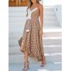 CUPSHE Women’s Summer Dresses Sleeveless Lace Casual Tassel Beach Spaghetti Straps Flowy Maxi Sun Dress(Brown)