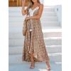 CUPSHE Women’s Summer Dresses Sleeveless Lace Casual Tassel Beach Spaghetti Straps Flowy Maxi Sun Dress(Brown)