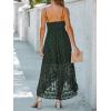 CUPSHE Women’s Summer Dresses Sleeveless Lace Casual Tassel Beach Spaghetti Straps Flowy Maxi Sun Dress(Dark Green)