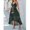 CUPSHE Women’s Summer Dresses Sleeveless Lace Casual Tassel Beach Spaghetti Straps Flowy Maxi Sun Dress(Dark Green)